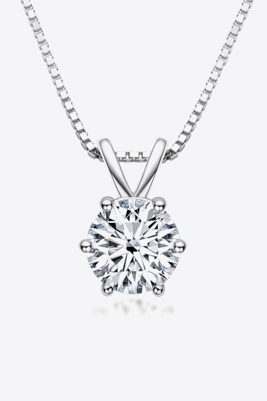 925 Sterling Silver 1 Carat Moissanite Pendant Necklace Silver One Size