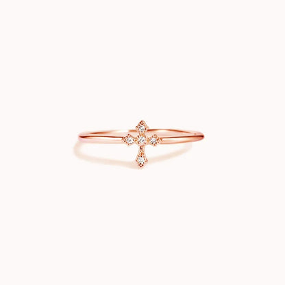 925 Sterling Silver Cross Ring Rose Gold