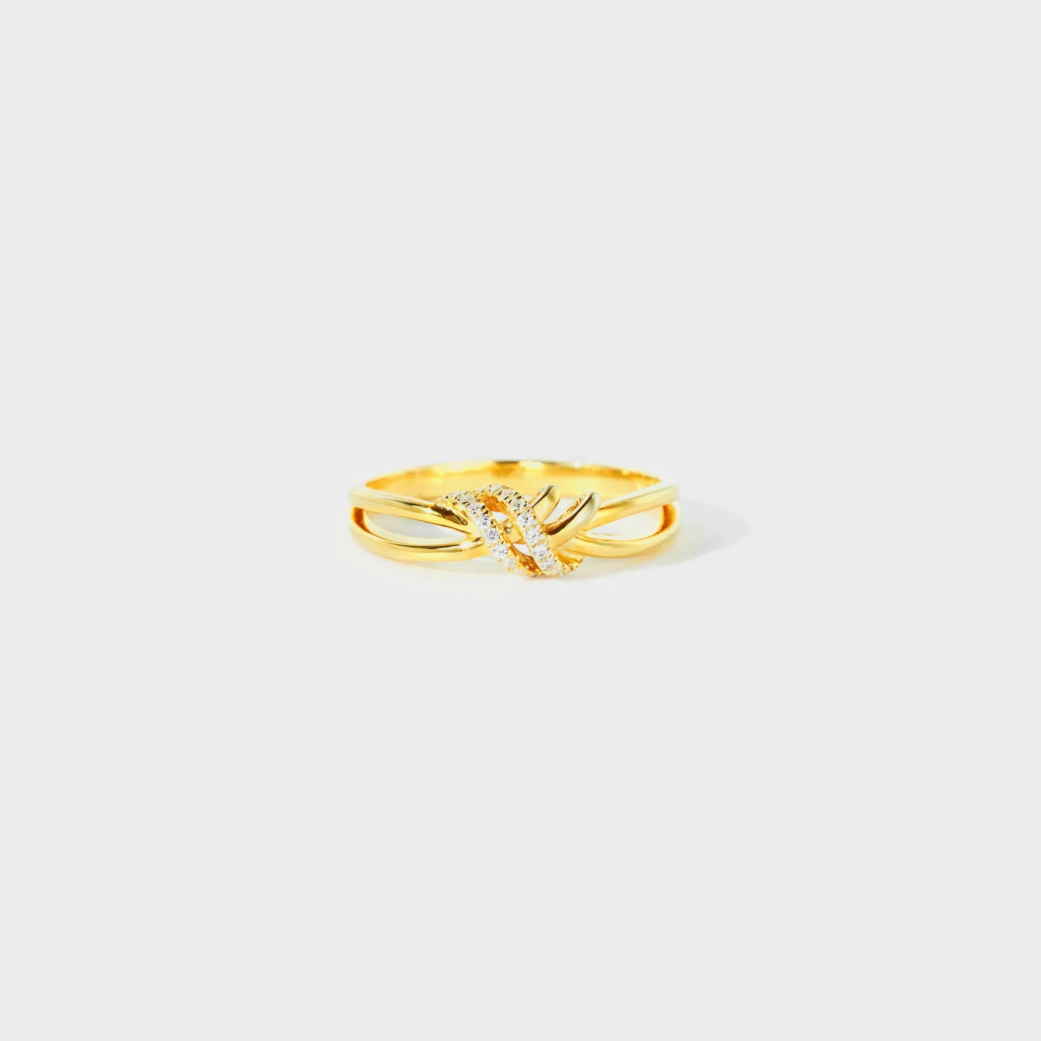 925 Sterling Silver Inlaid Zircon Wrapped Knot Ring Gold