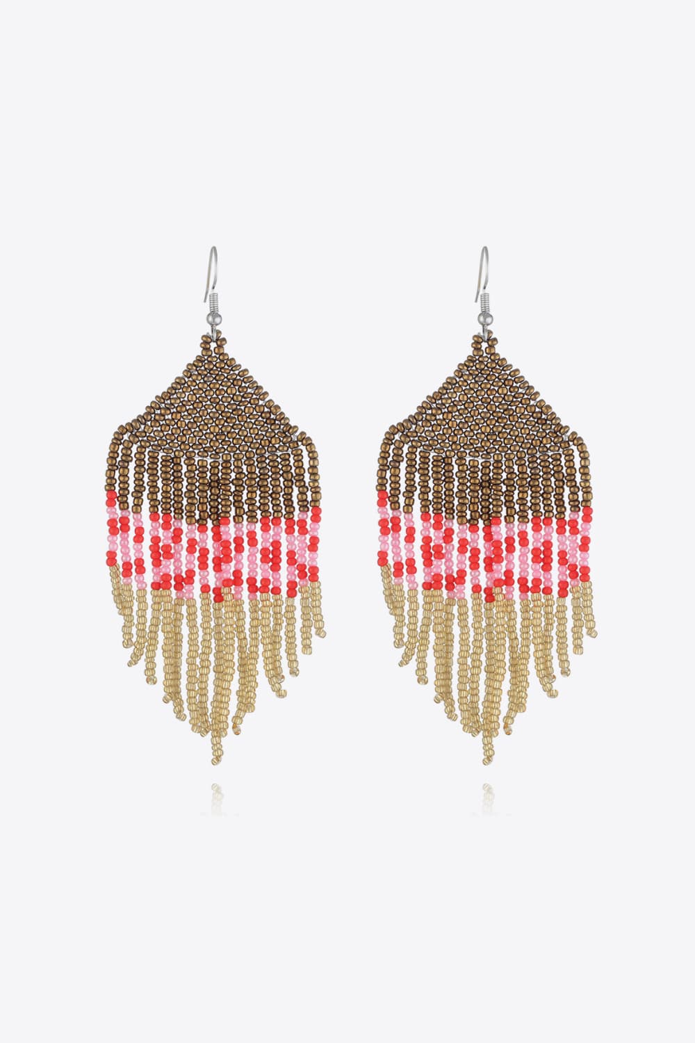 Beaded Dangle Earrings Gold One Size