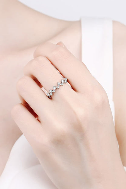 Moissanite Rhodium-Plated Half-Eternity Ring Silver