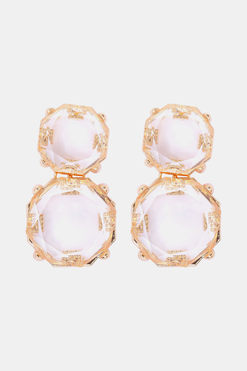 Geometrical Shape Zinc Alloy Frame Dangle Earrings Transparent One Size