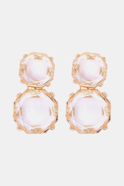 Geometrical Shape Zinc Alloy Frame Dangle Earrings Transparent One Size