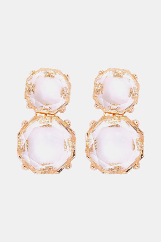 Geometrical Shape Zinc Alloy Frame Dangle Earrings Transparent One Size