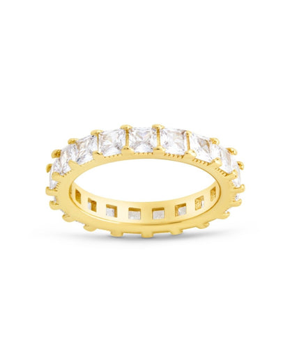 Kylie CZ Eternity Band Ring Gold Square
