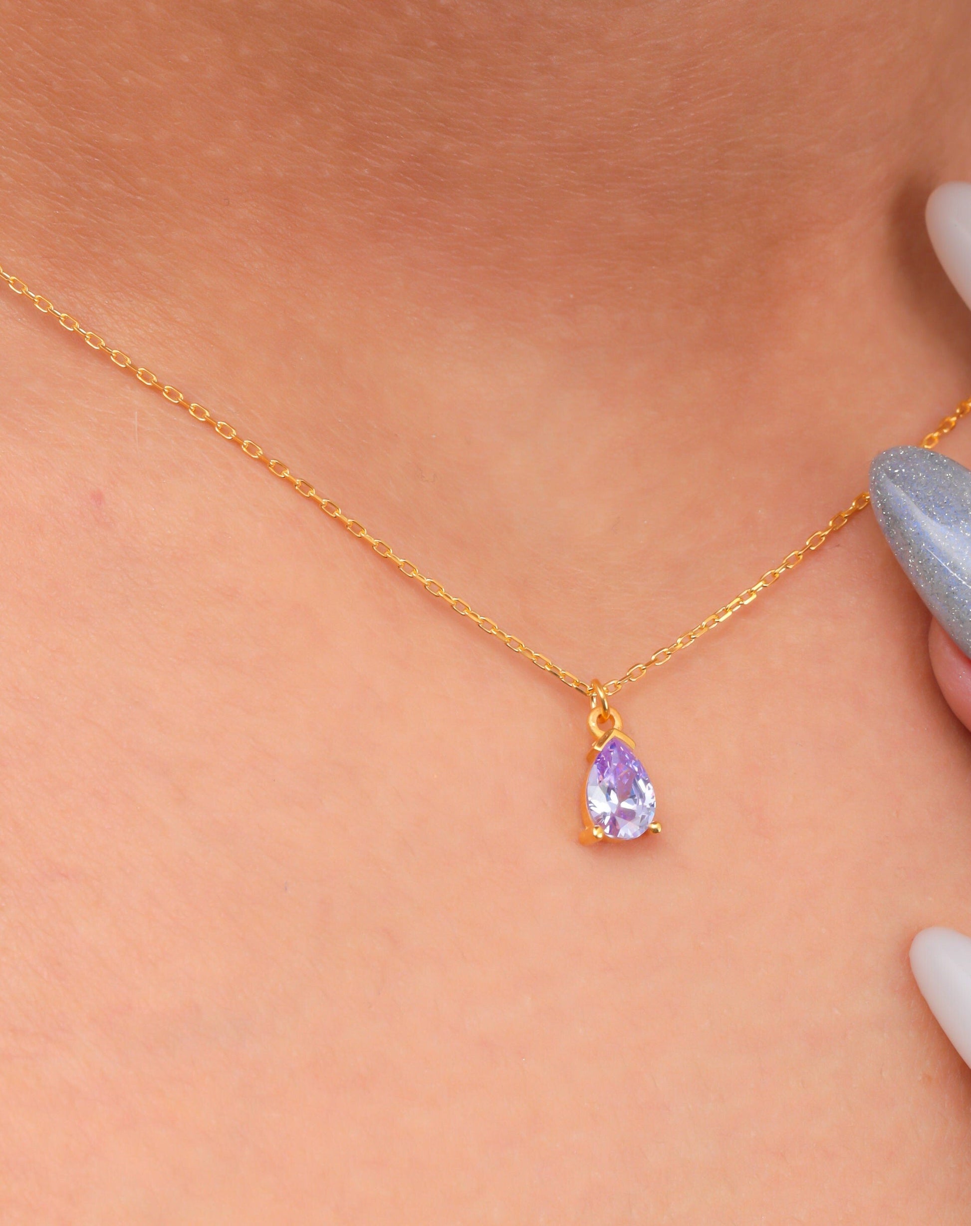 Amethyst Crystal Chooker Necklace Amethyst Teardrop Wedding Jewelry February Birthstone Jewelry Gemstone Jewelry Birthday Necklace