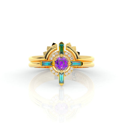 Outlaw's Ring Set- 14k Yellow Gold Video Game Inspired Rings