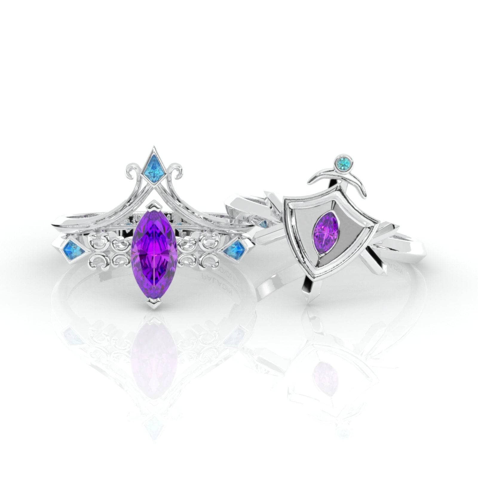 Paladin's 2-piece Ring Set (Women)- 14k Yellow Gold Video Game Inspired Rings