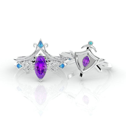 Paladin's 2-piece Ring Set (Women)- 14k Yellow Gold Video Game Inspired Rings