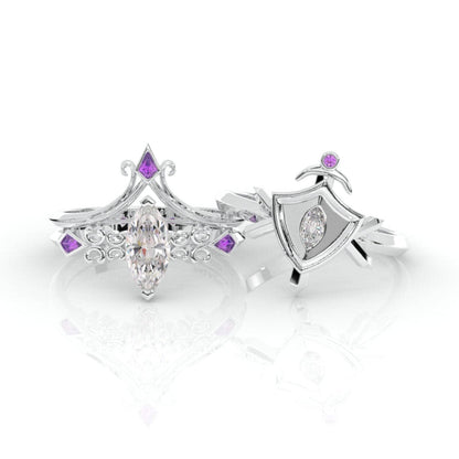 Paladin's 2-piece Ring Set (Women)- 14k Yellow Gold Video Game Inspired Rings