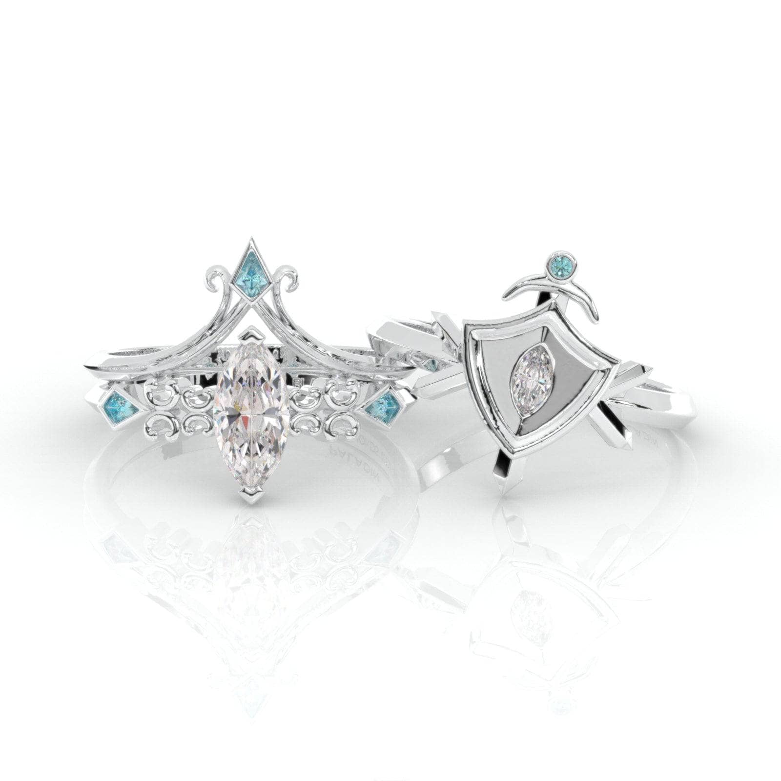 Paladin's 2-piece Ring Set (Women)- 14k Yellow Gold Video Game Inspired Rings