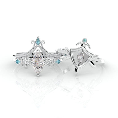 Paladin's 2-piece Ring Set (Women)- 14k Yellow Gold Video Game Inspired Rings