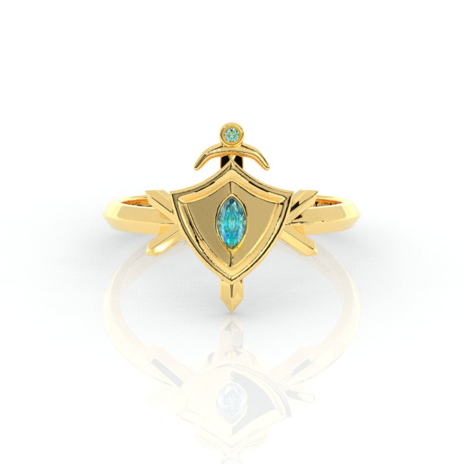 Paladin's Shield Ring (Unisex)- 14k Yellow Gold Video Game Inspired Rings