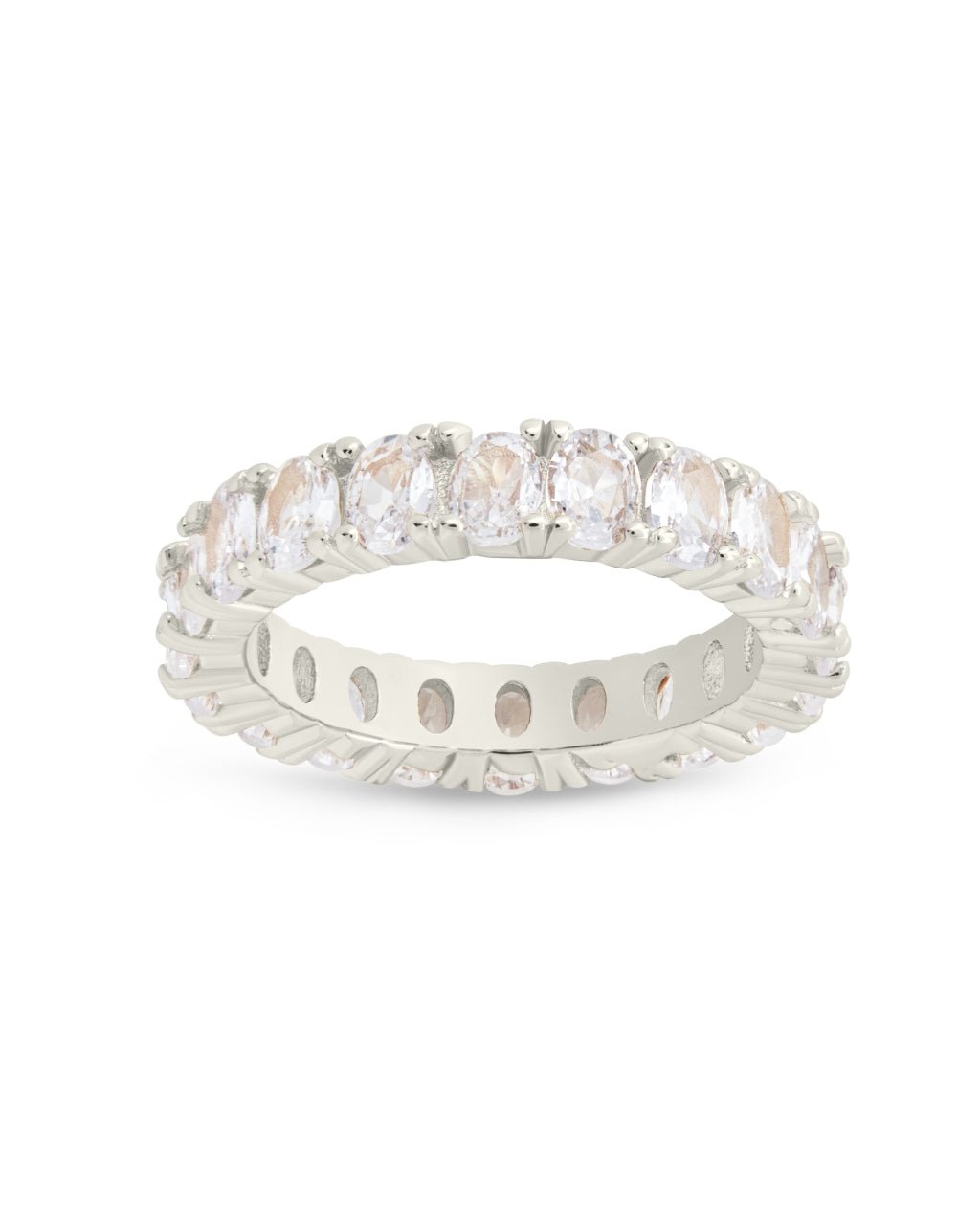 Kylie CZ Eternity Band Ring Silver Oval