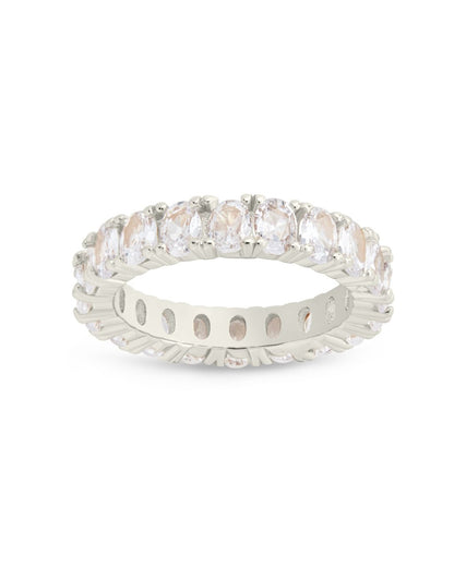 Kylie CZ Eternity Band Ring Silver Oval