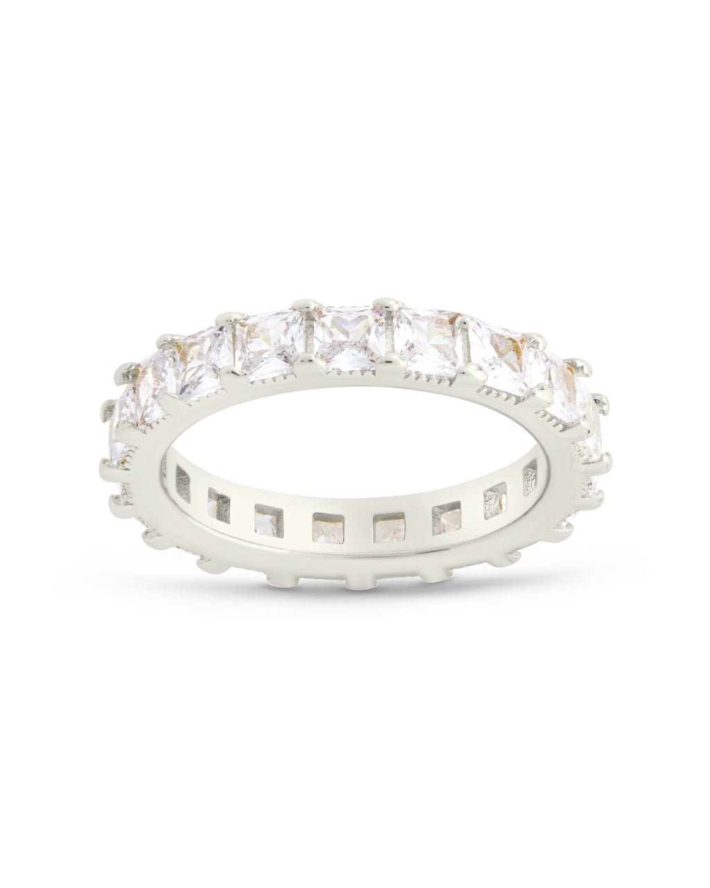 Kylie CZ Eternity Band Ring Silver Square
