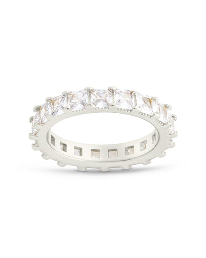 Kylie CZ Eternity Band Ring Silver Square