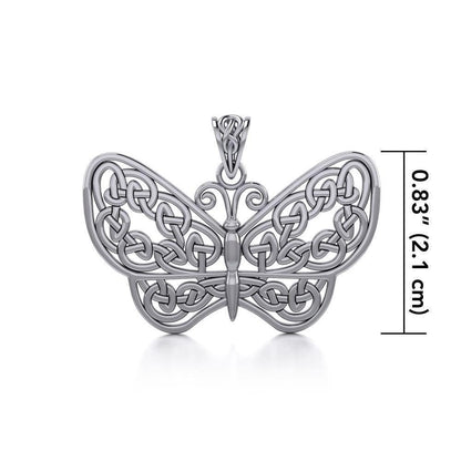 Your wings are ready to fly! ~ Celtic Knotwork Butterfly Sterling Silver Pendant TPD4119