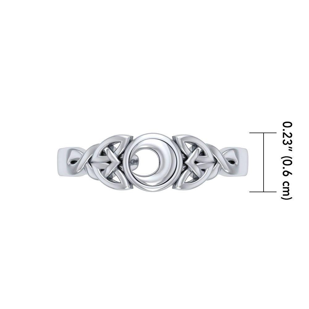 Celtic Knot Crescent Moon Sterling Silver Toe Ring TR3715.