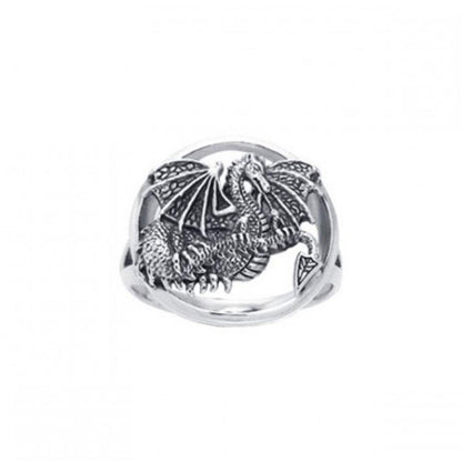 Winged Dragon Sterling Silver Ring by Courtney Davis TRI539
