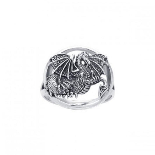 Winged Dragon Sterling Silver Ring by Courtney Davis TRI539