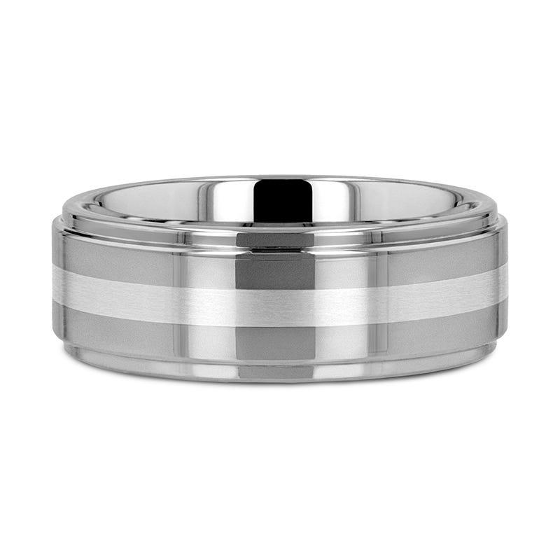 VALKYRIE Raised Center Tungsten Ring with Brushed Stripe – 6mm & 8mm