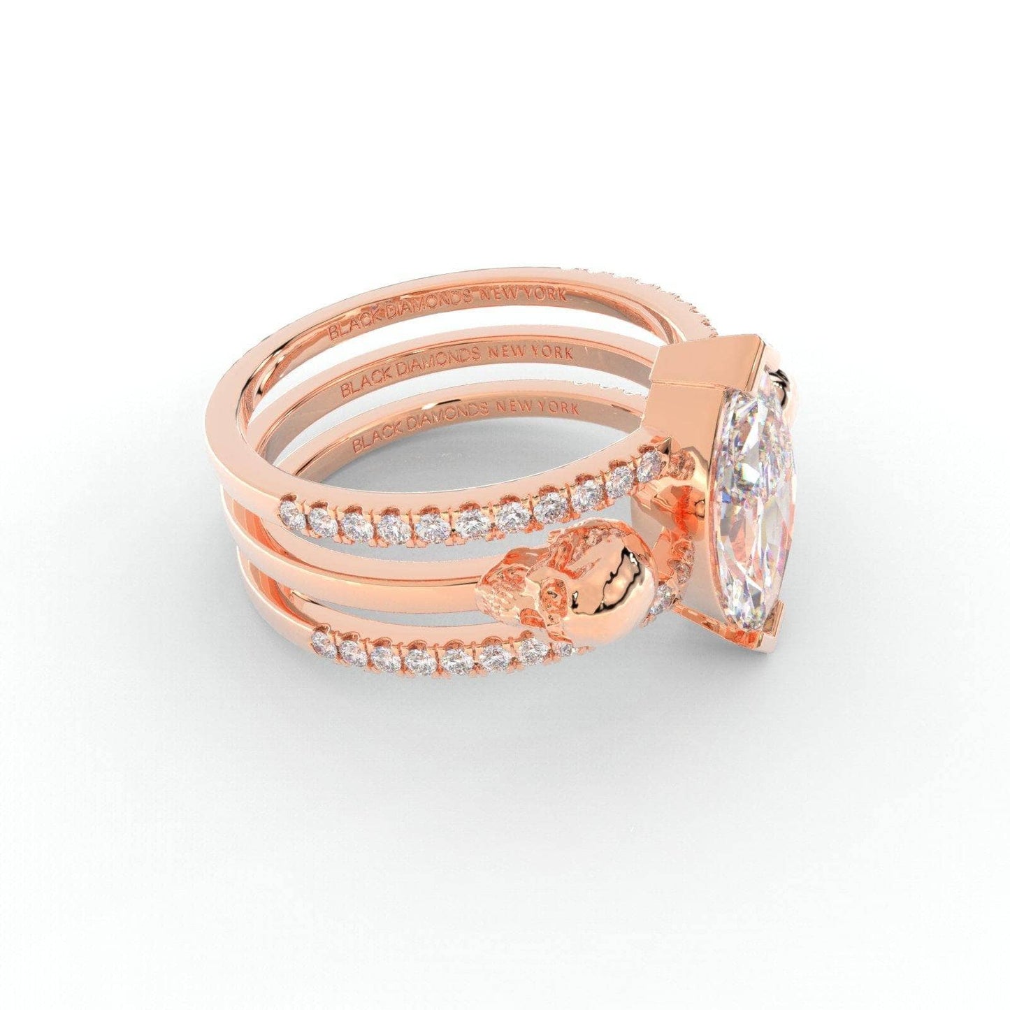 You & Me Rings- 14K Rose Gold Gothic Wedding Rings
