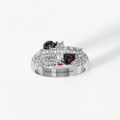 You're My Life- 14K Gold Skull, Cross Black Rose EVN™ and Diamond Gothic Promise Ring