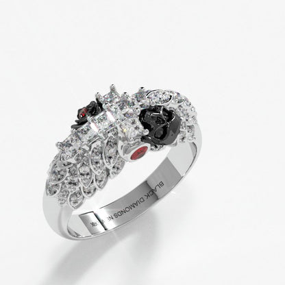 You're My Life- 14K Gold Skull, Cross Black Rose EVN™ and Diamond Gothic Promise Ring Silver