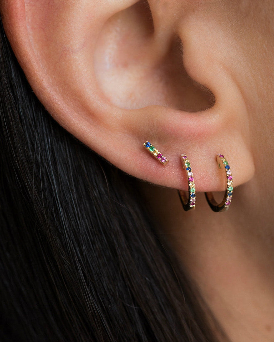 Rainbow Huggie Earrings