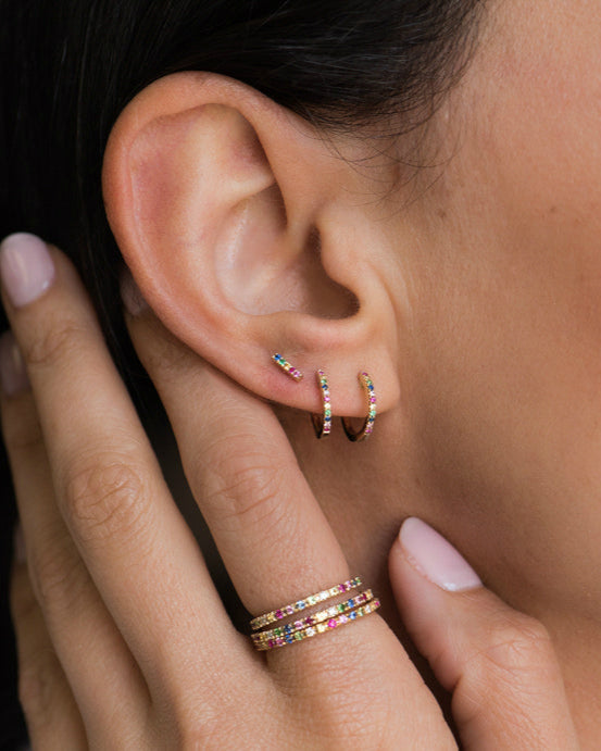 Rainbow Huggie Earrings