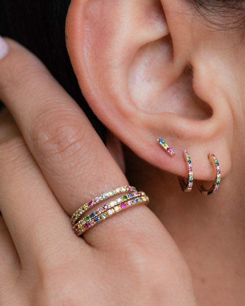 Rainbow Huggie Earrings